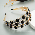 Bandeau fascia per capelli Wide Gem Stone Headband Luxury Hair Accessories Baroque Gorgeous Rhinestones Alloy Retro Hairband